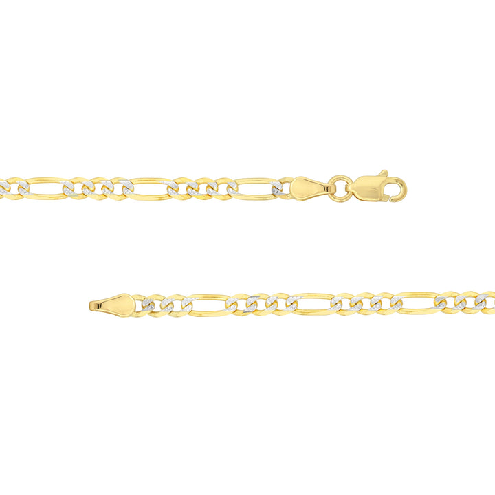 3.2mm Two-Tone Pave Figaro Chain with Lobster Lock