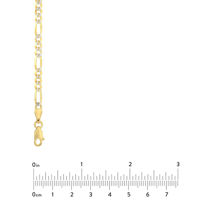 3.2mm Two-Tone Pave Figaro Chain with Lobster Lock