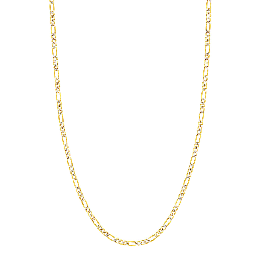 3.2mm Two-Tone Pavé Figaro Chain with Lobster Lock