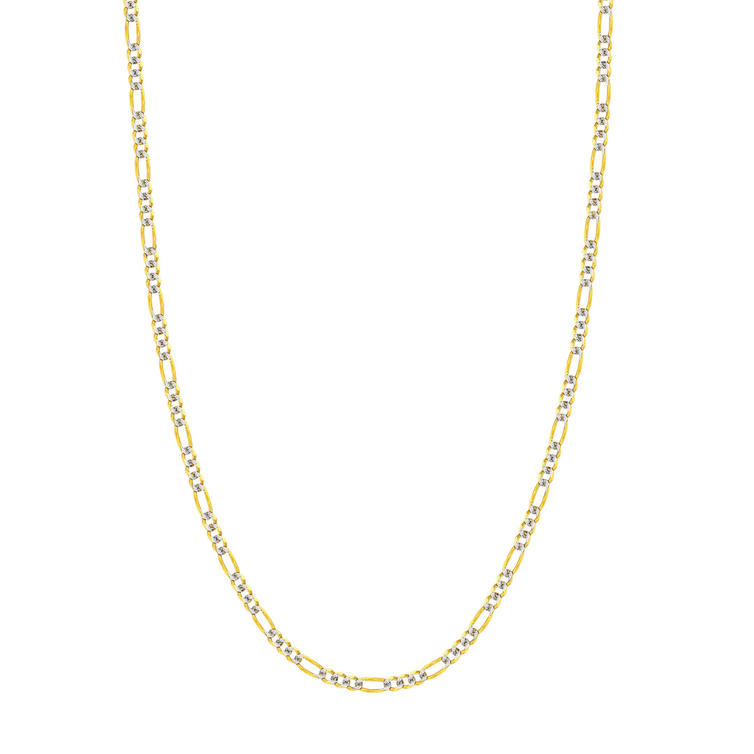3.9mm Two-Tone Pavé Figaro Chain with Lobster Lock