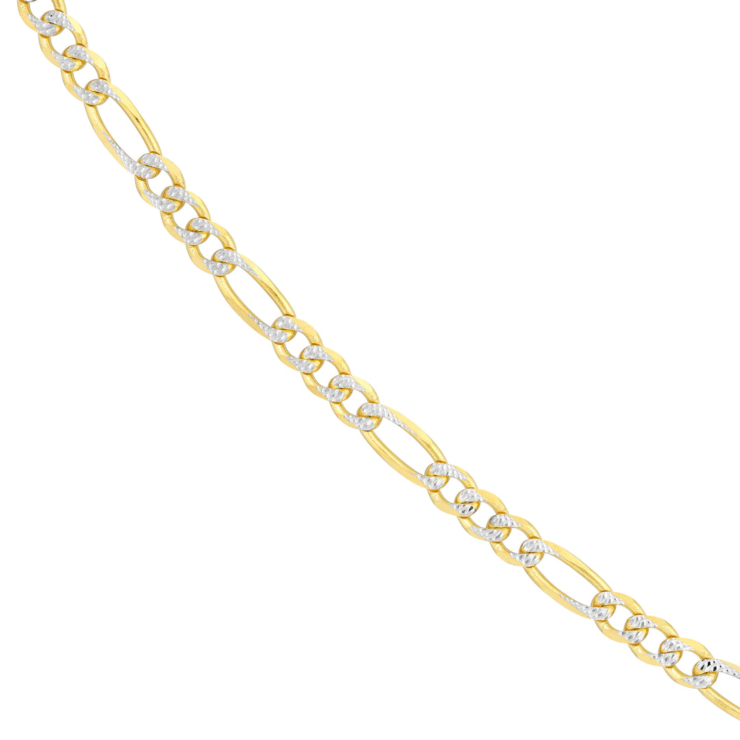 3.9mm Two-Tone Pavé Figaro Chain with Lobster Lock