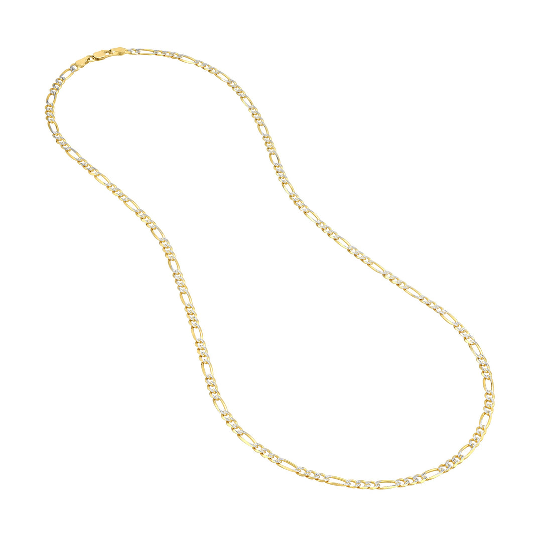 3.9mm Two-Tone Pave Figaro Chain with Lobster Lock