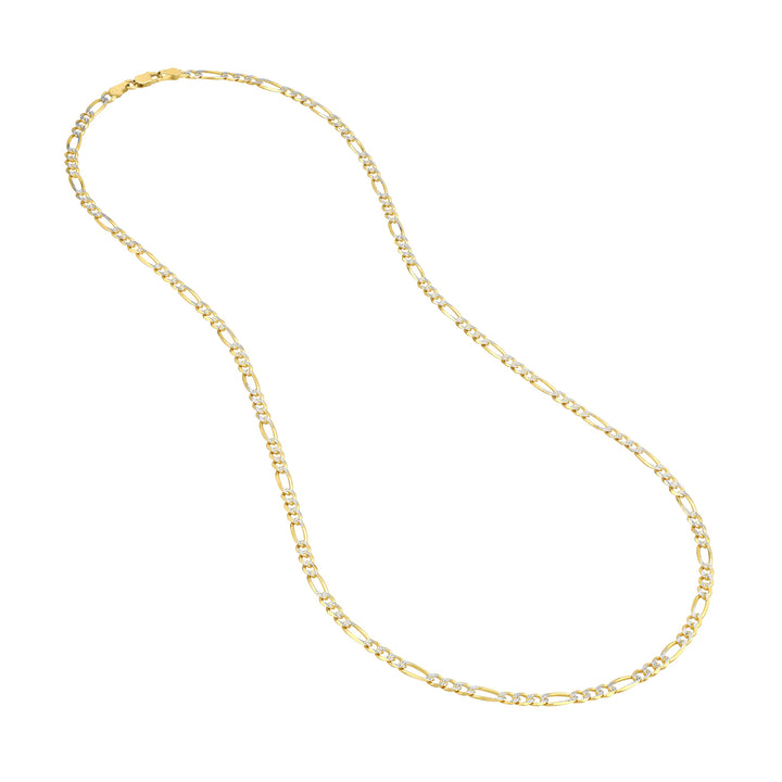 3.9mm Two-Tone Pave Figaro Chain with Lobster Lock