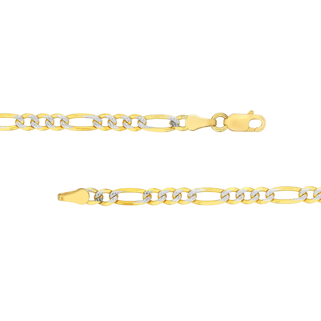 3.9mm Two-Tone Pave Figaro Chain with Lobster Lock