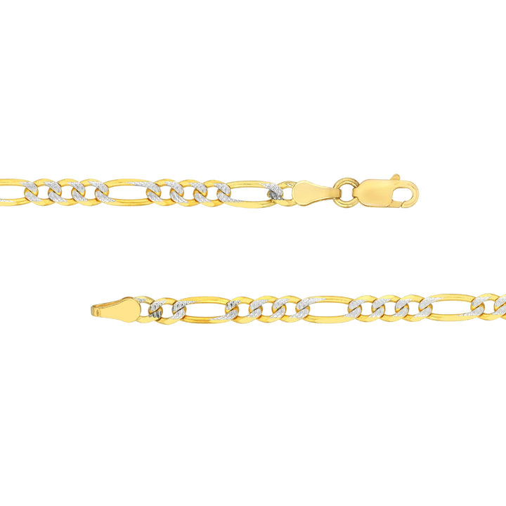 3.9mm Two-Tone Pave Figaro Chain with Lobster Lock
