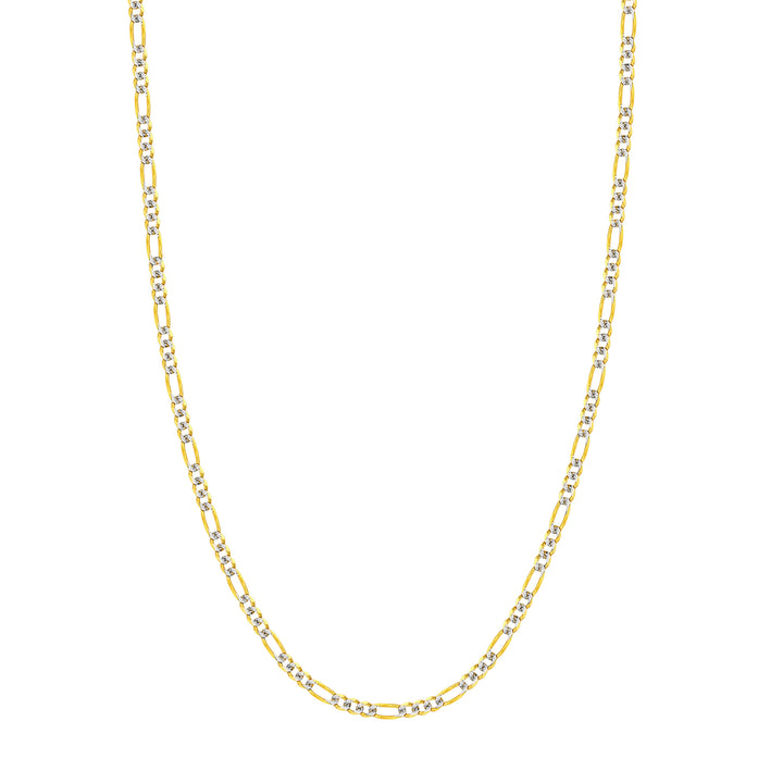 3.9mm Two-Tone Pavé Figaro Chain with Lobster Lock