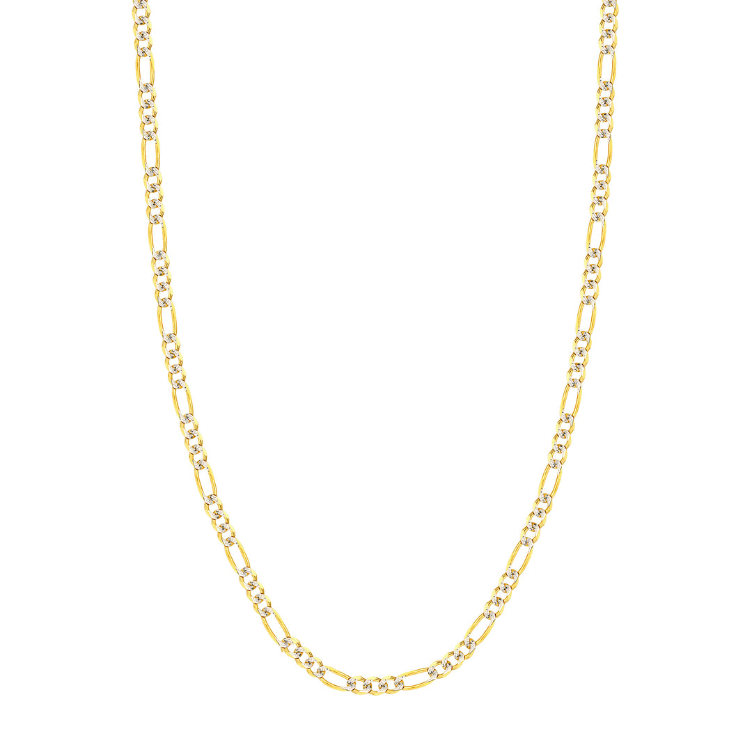 4.75mm Two-Tone Pavé Figaro Chain with Lobster Lock