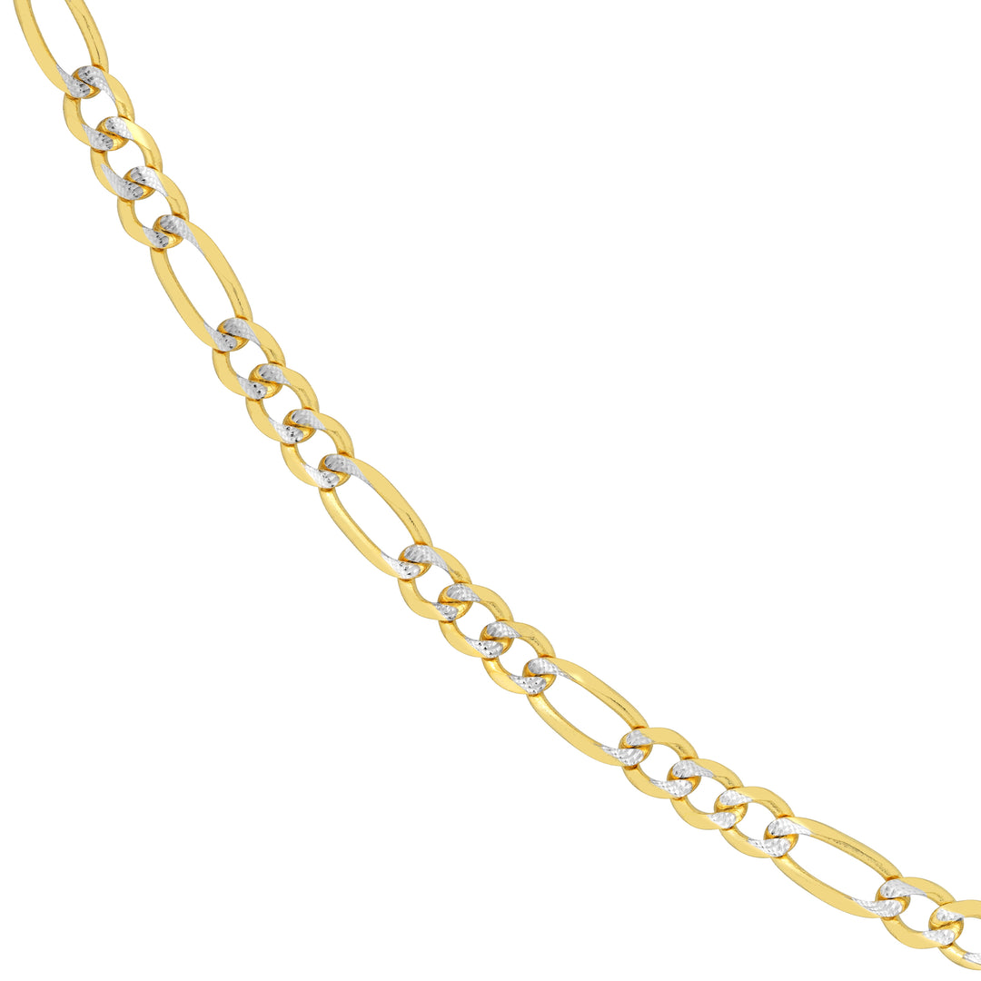 4.75mm Two-Tone Pavé Figaro Chain with Lobster Lock