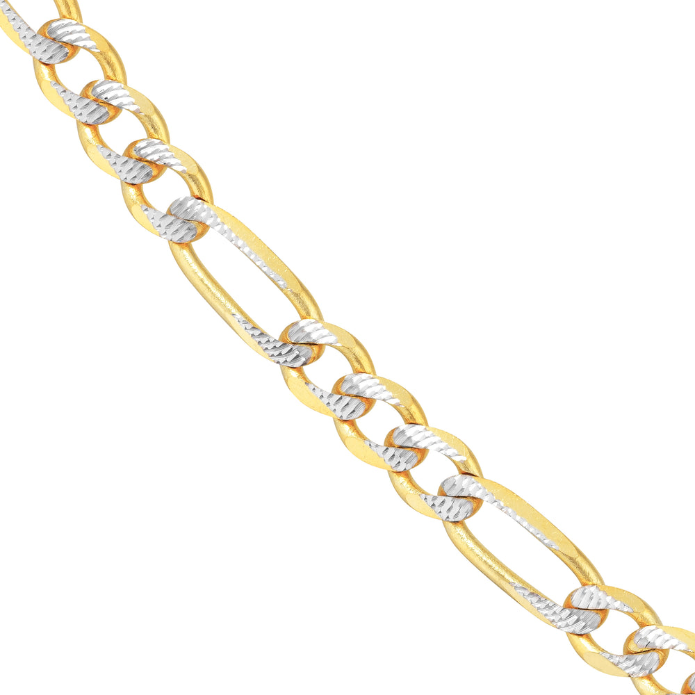 5.8mm Two-Tone Pavé Figaro Chain with Lobster Lock
