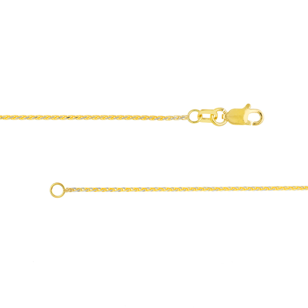 1.20mm Two-Tone Pavé Wheat Chain with Lobster Lock