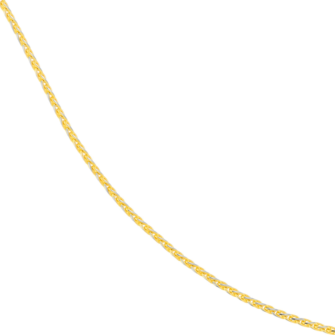 1.05mm Two-Tone Pavé Wheat Chain with Lobster Lock