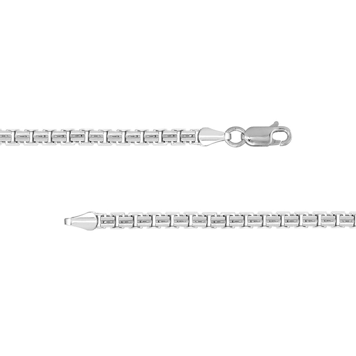 Sterling Silver 3.40mm Concave Box Chain with Lobster Lock
