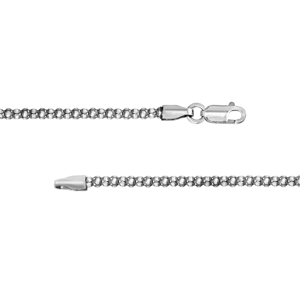 Sterling Silver 2.3mm Oxidized Popcorn Chain with Lobster Lo