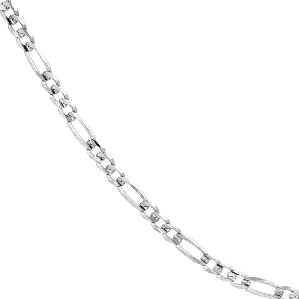 Sterling Silver 3.9mm Concave Figaro Chain with Lobster Lock