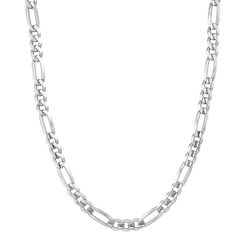 Sterling Silver 8.4mm Concave Figaro Chain with Lobster Lock