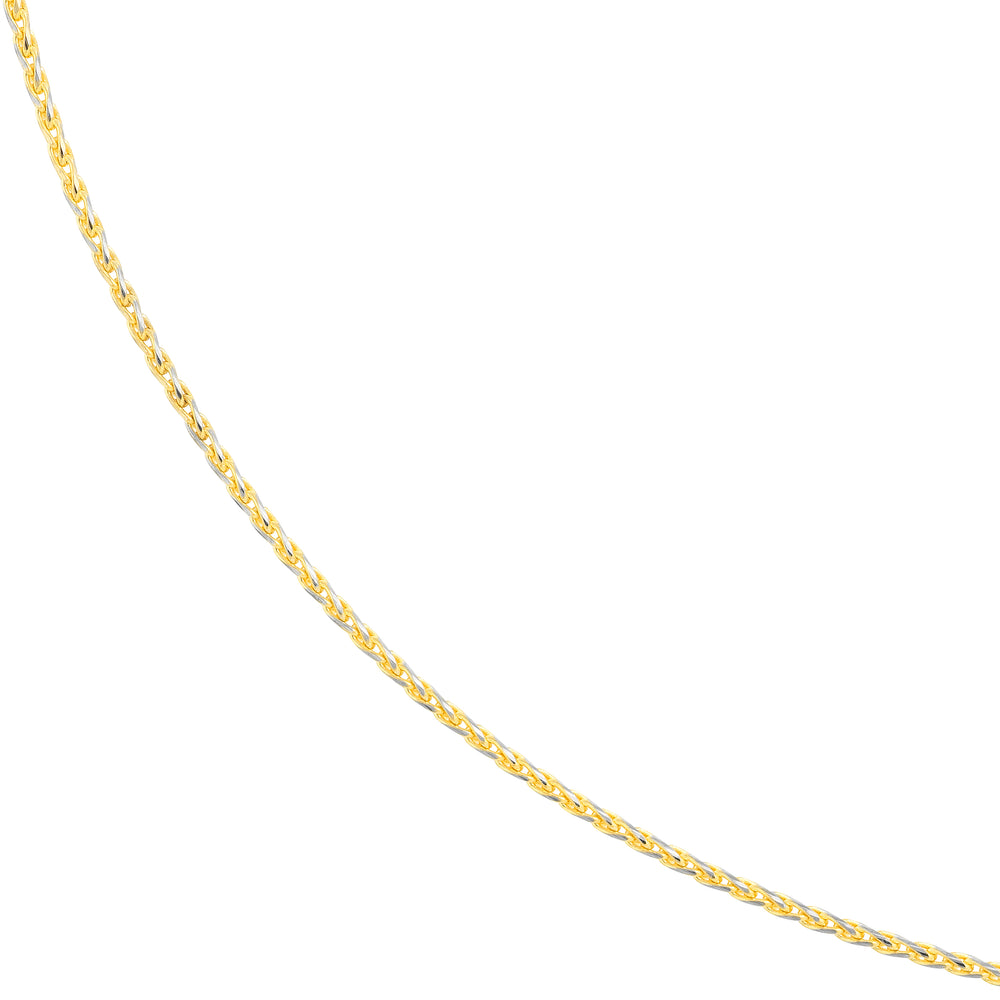 1.05mm Two-Tone Pavé Wheat Chain with Lobster Lock