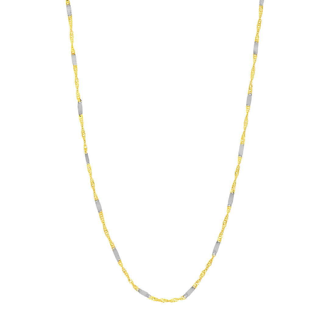 Two-tone Singapore Flat Saturn Chain
