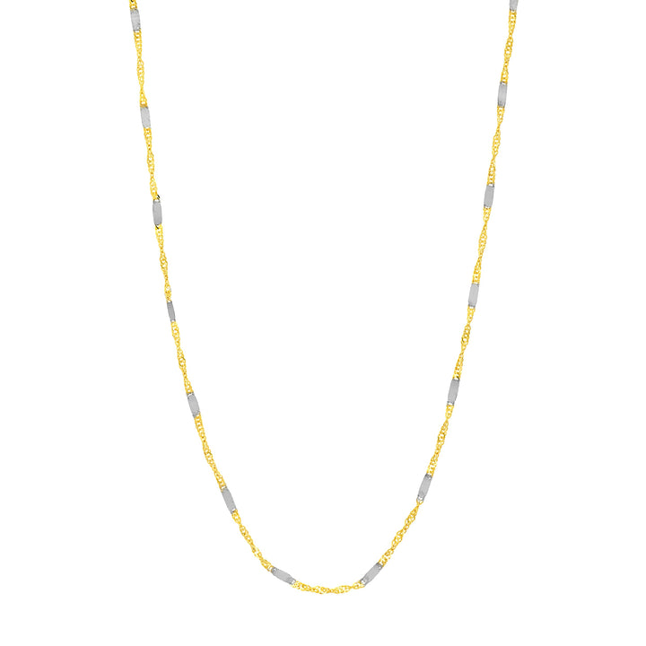Two-tone Singapore Flat Saturn Chain