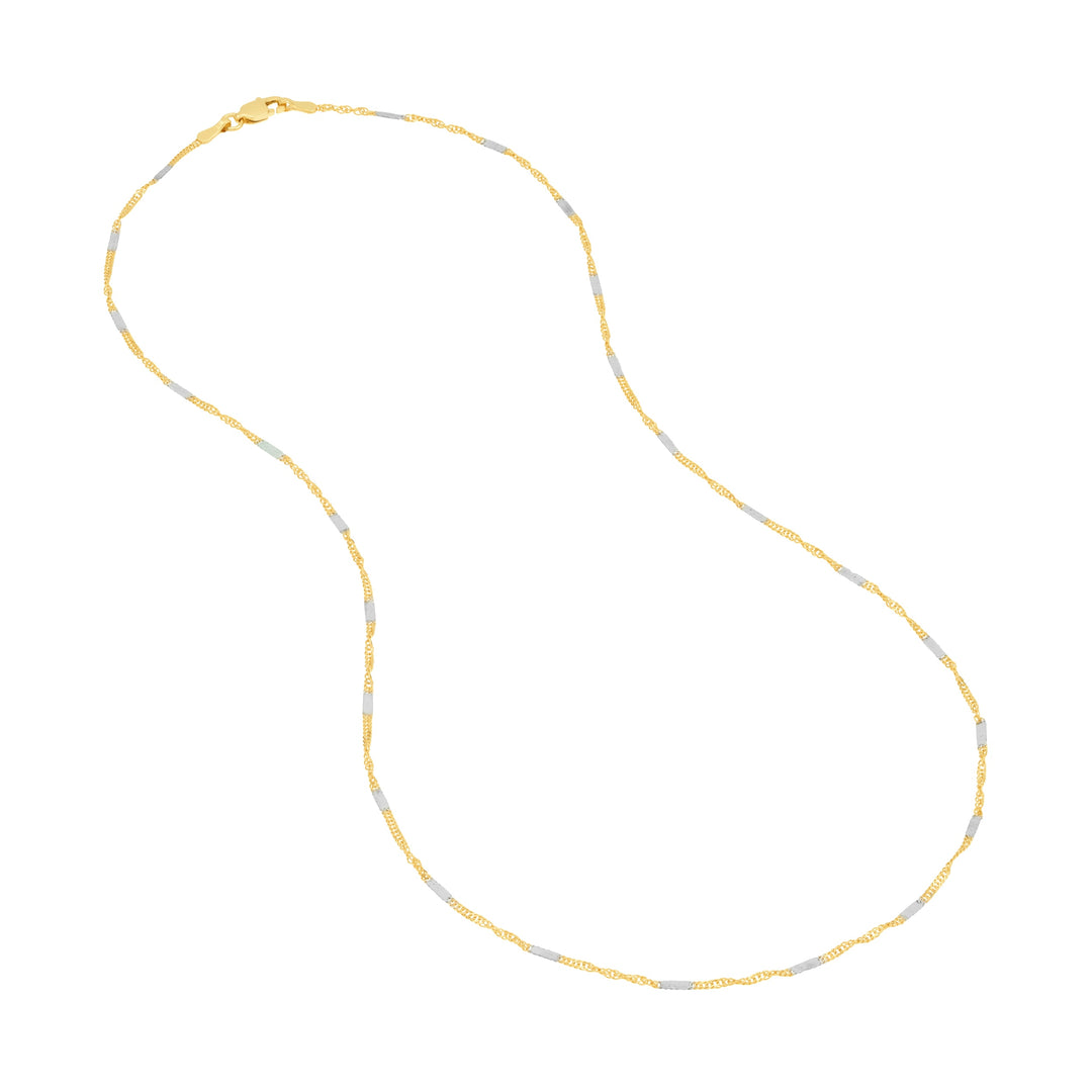 Two-tone Singapore Flat Saturn Chain