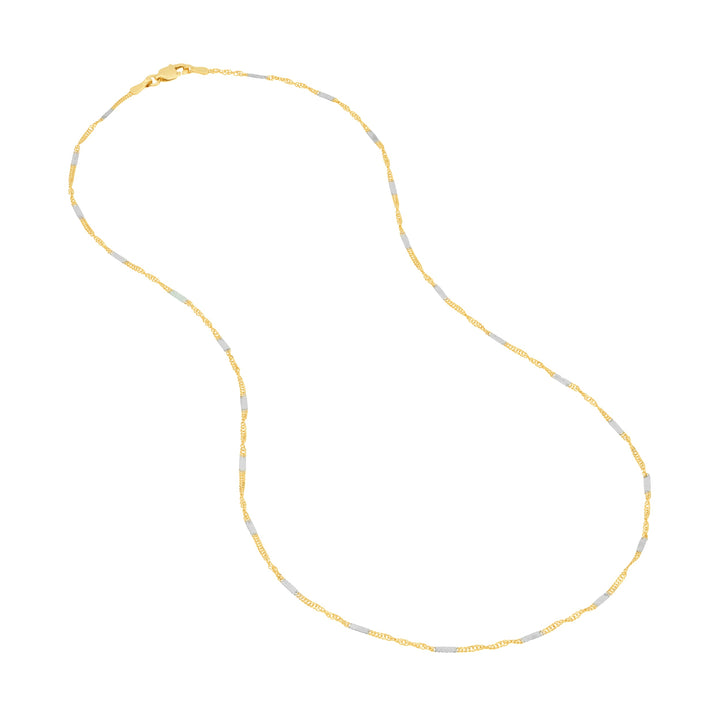 Two-tone Singapore Flat Saturn Chain