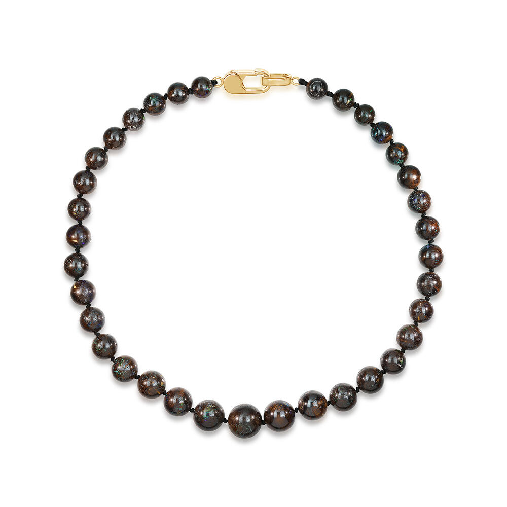 14K Yellow Gold Australian Boulder Opal Bead Strand Neckpiece