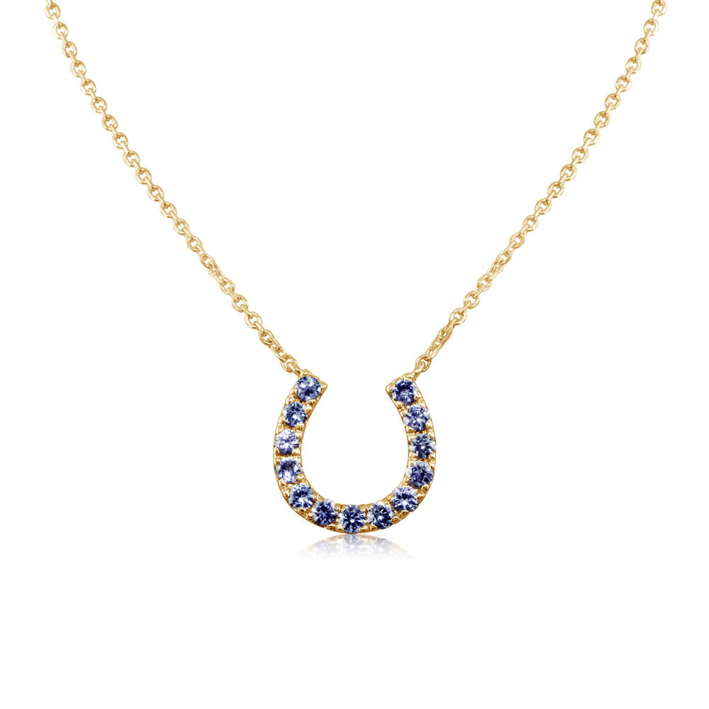 14K Yellow Gold Yogo Sapphire Horseshoe Neckpiece