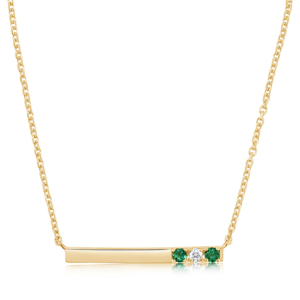 14K Yellow Gold Emerald/Diamond Neckpiece