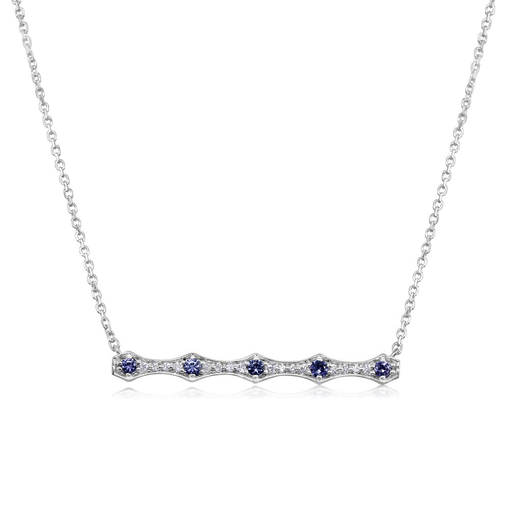 14K White Gold Yogo Sapphire/Diamond Neckpiece
