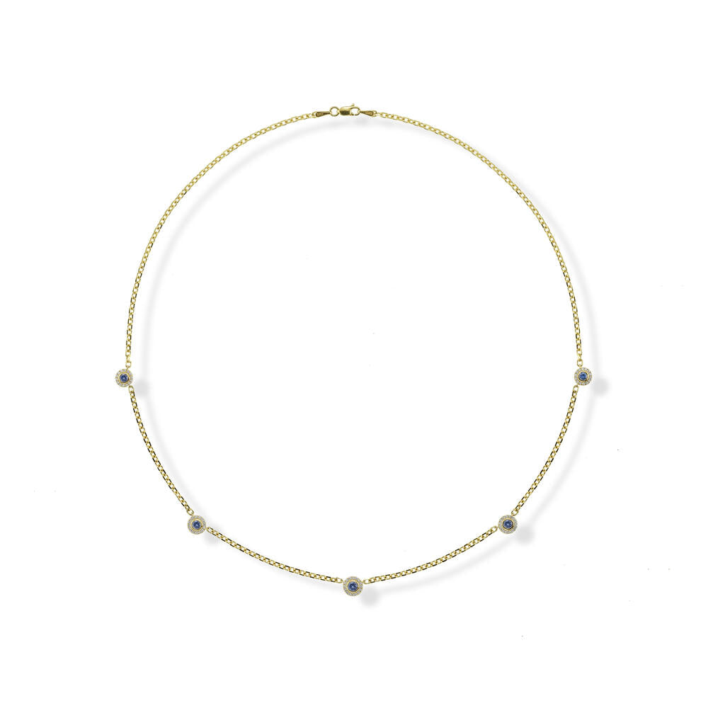 14K Yellow Gold Montana Sapphire/Diamond Neckpiece
