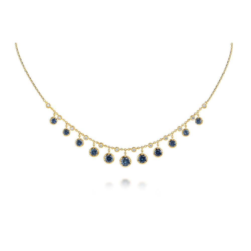 14K Yellow Gold Montana Sapphire/Diamond Neckpiece