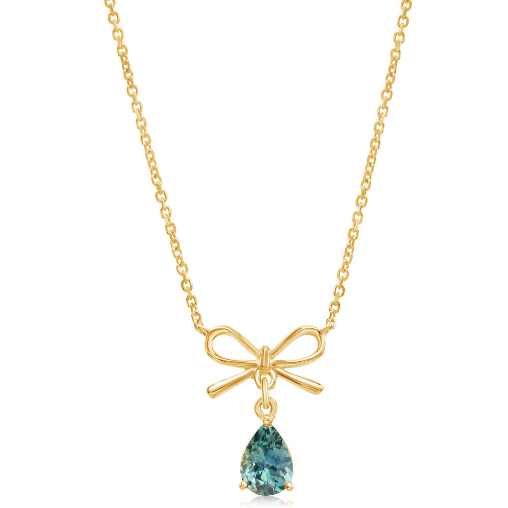 14K Yellow Gold Montana Sapphire Bow Neckpiece