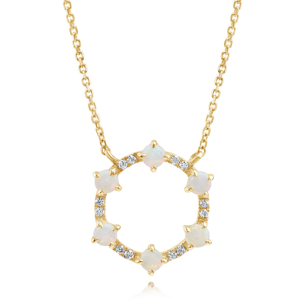 14K Yellow Gold Australian Opal/Diamond Neckpiece