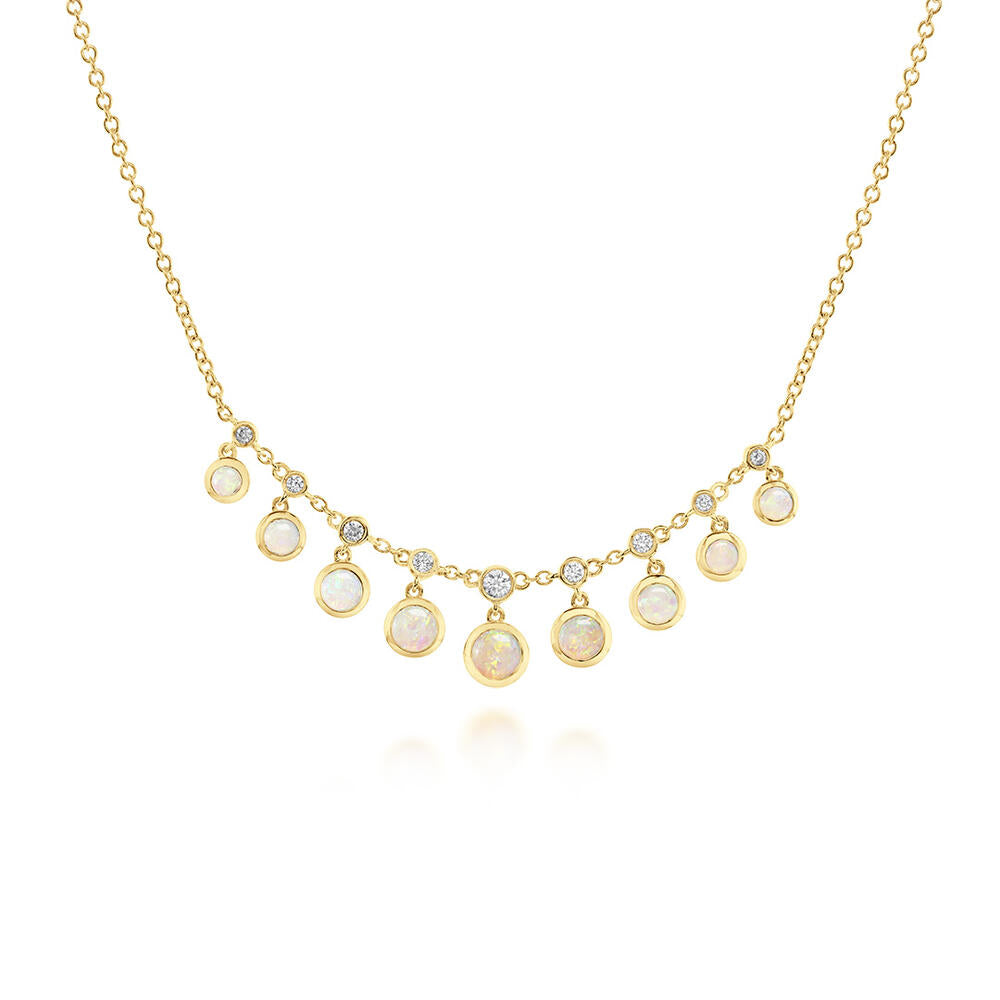 14K Yellow Gold Australian Opal/Diamond Neckpiece
