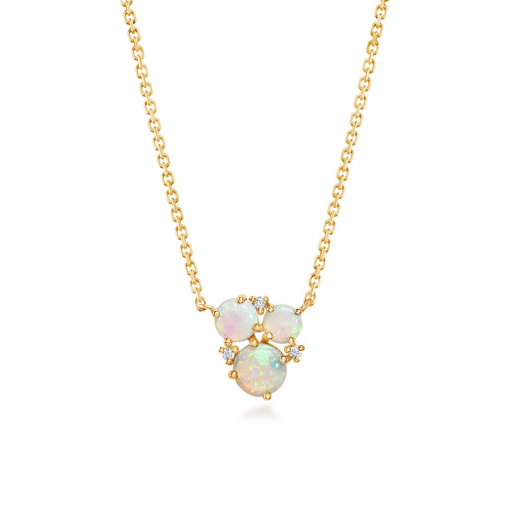 14K Yellow Gold Australian Opal/Diamond Neckpiece