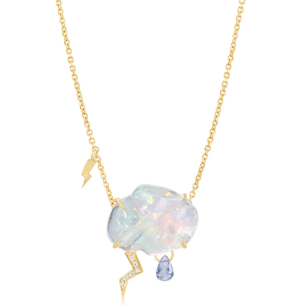 14K Yellow Gold Mexican Fire Opal Cloud Neckpiece