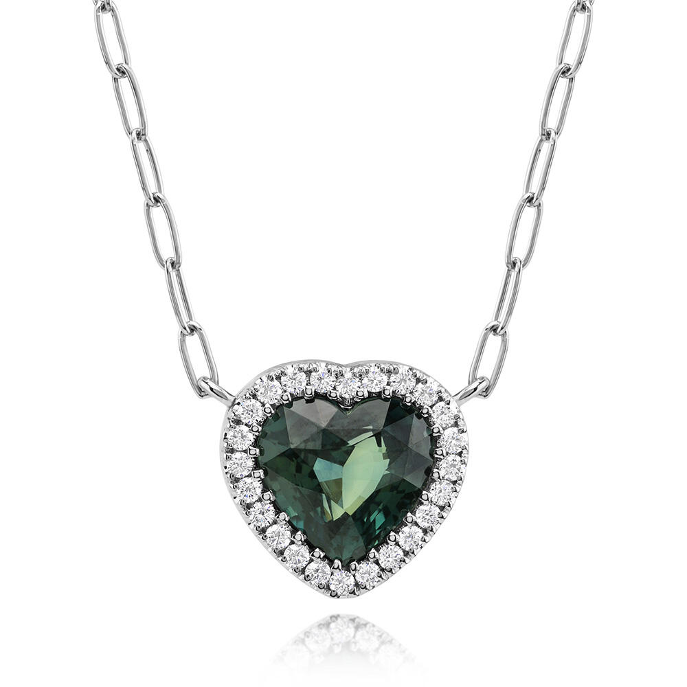 Platinum Blue Green Sapphire Neckpiece