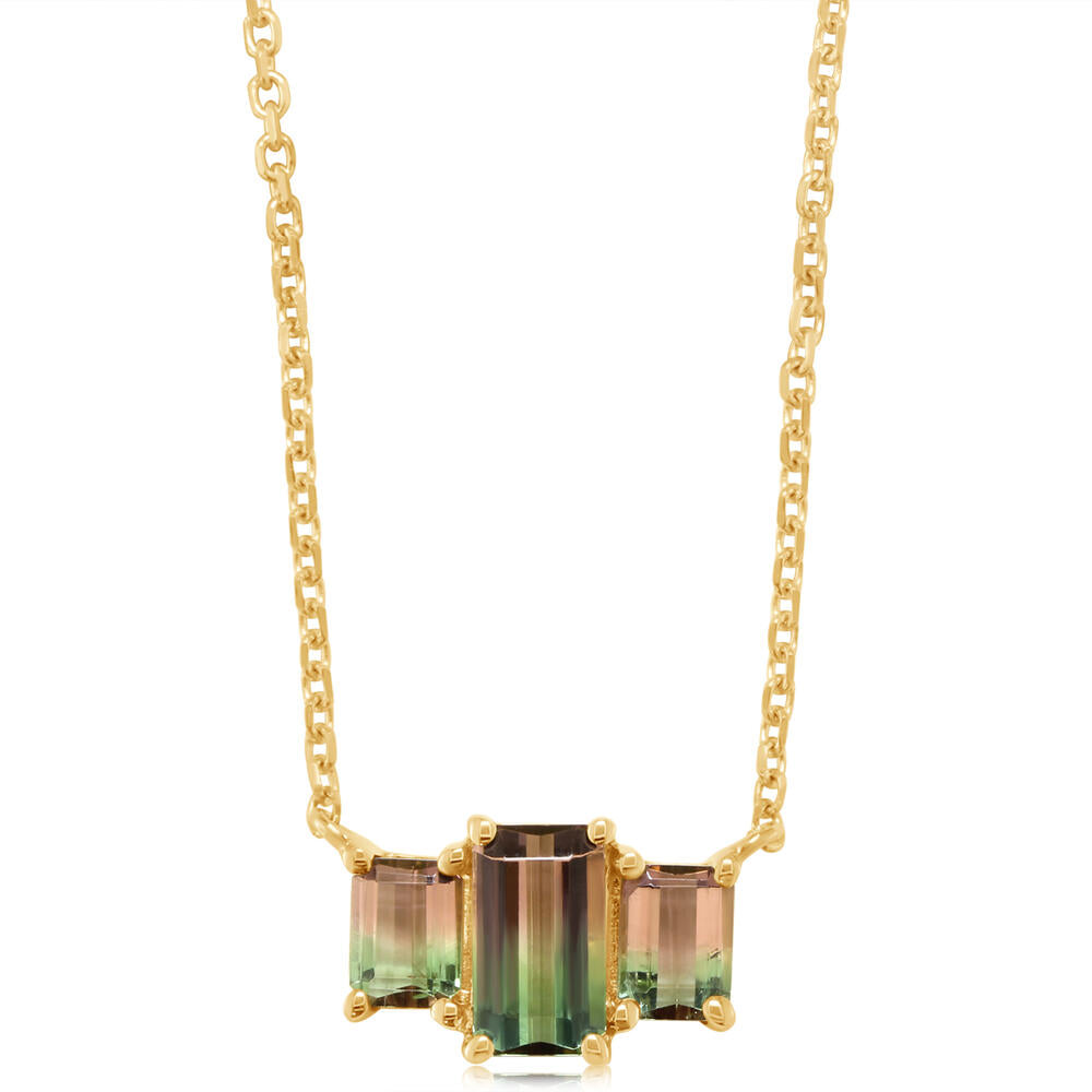 14K Yellow Gold Bi-Color Tourmaline Neckpiece