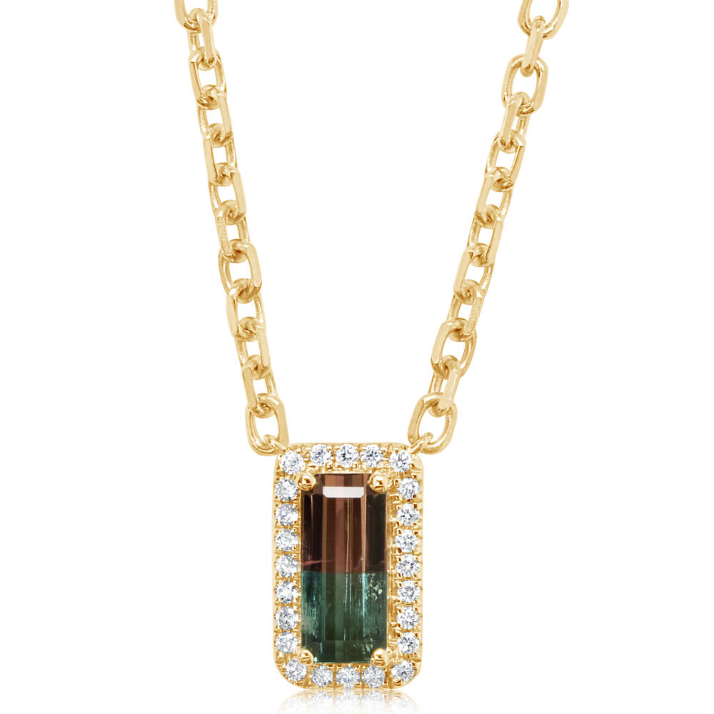 14K Yellow Gold Bi-Color Tourmaline/Diamond Neckpiece