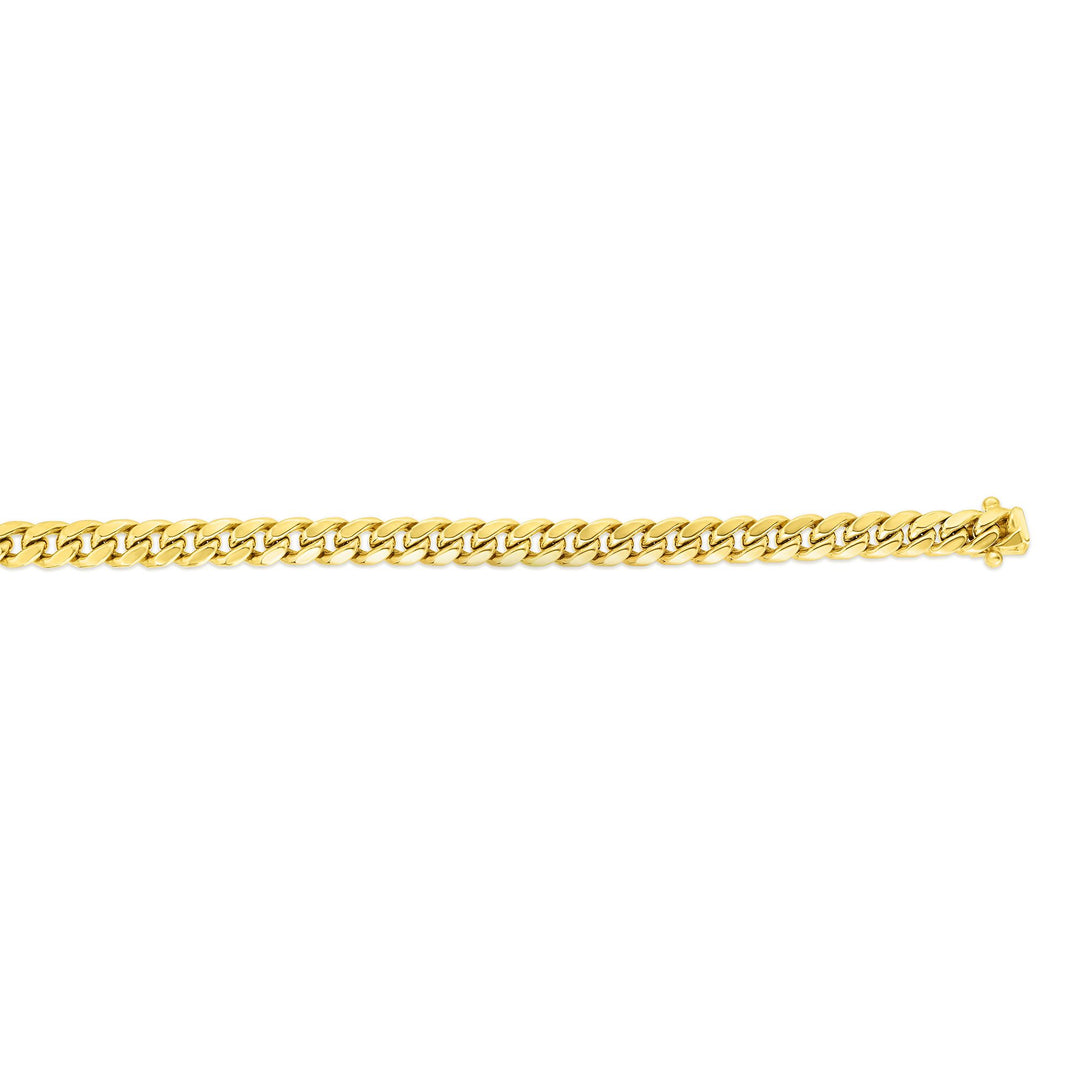14K Gold 8"" 5mm Semi-Solid Miami Cuban Chain