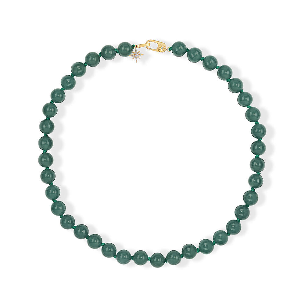 14K Yellow Gold 7.5"" Guatemalan Jade/Diamond Neckpiece