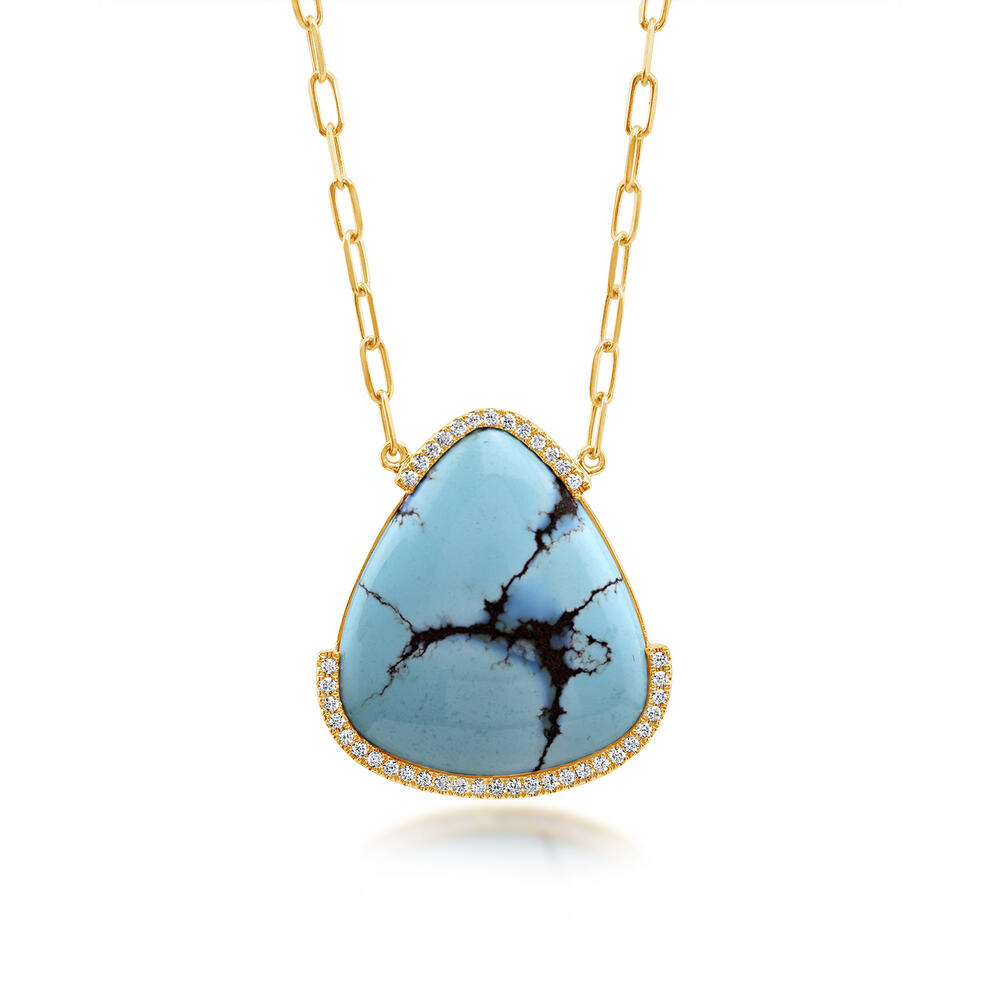 14K Yellow Golden Hills Turquoise/Diamond Neckpiece