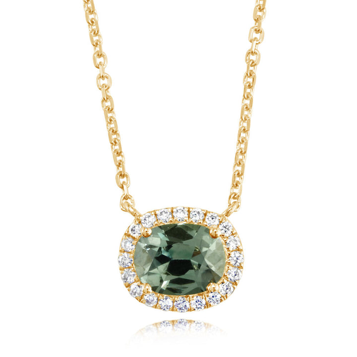14K Yellow Gold Oval Montana Sapphire/Diamond Neckpiece
