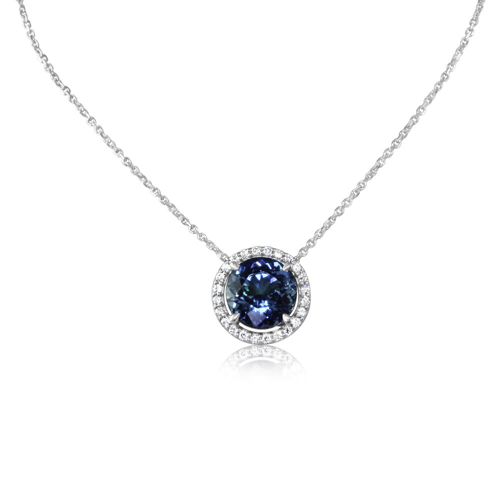 14K White Gold Peacock Tanzanite/Diamond Neckpiece