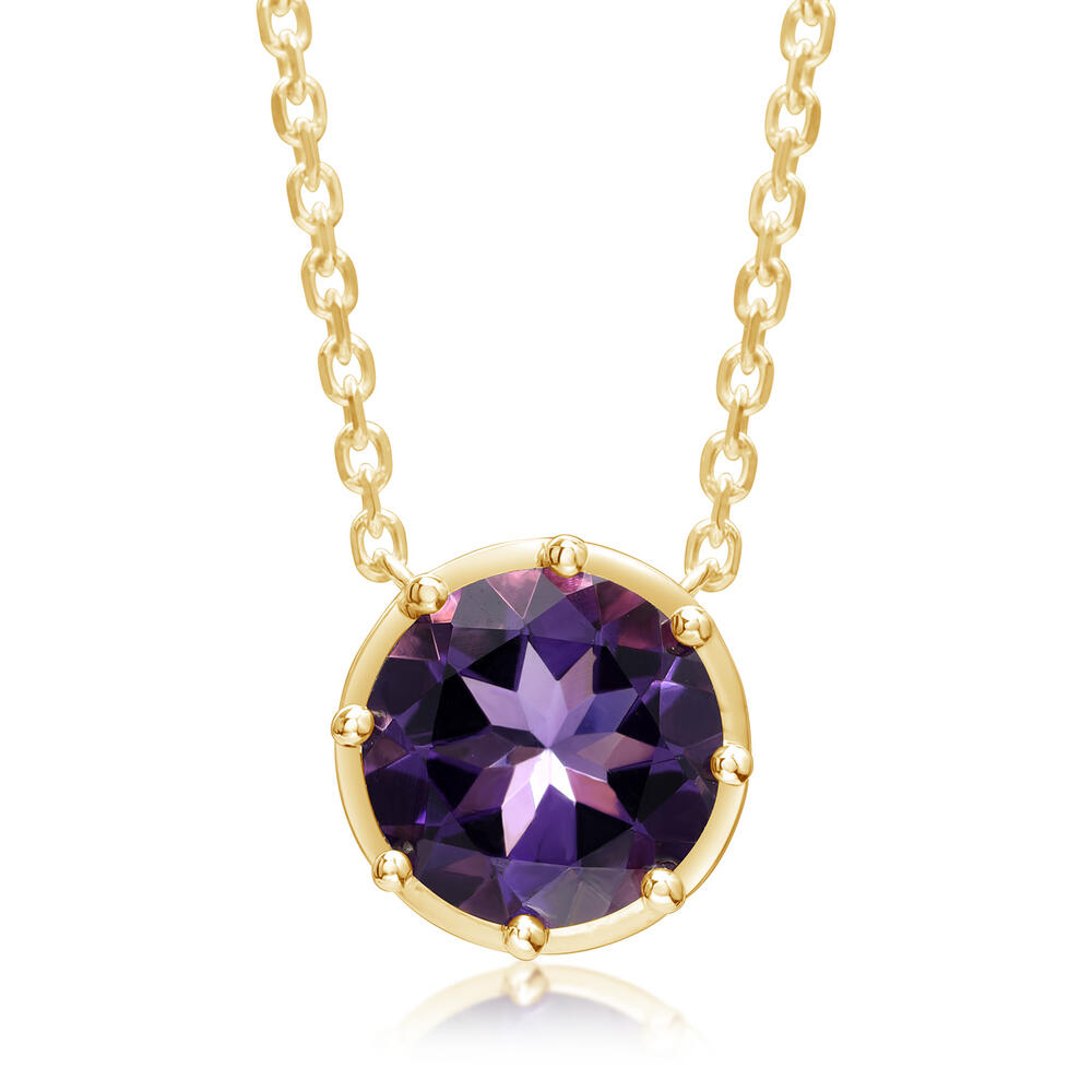 14K Yellow Gold 10mm Round Amethyst Neckpiece