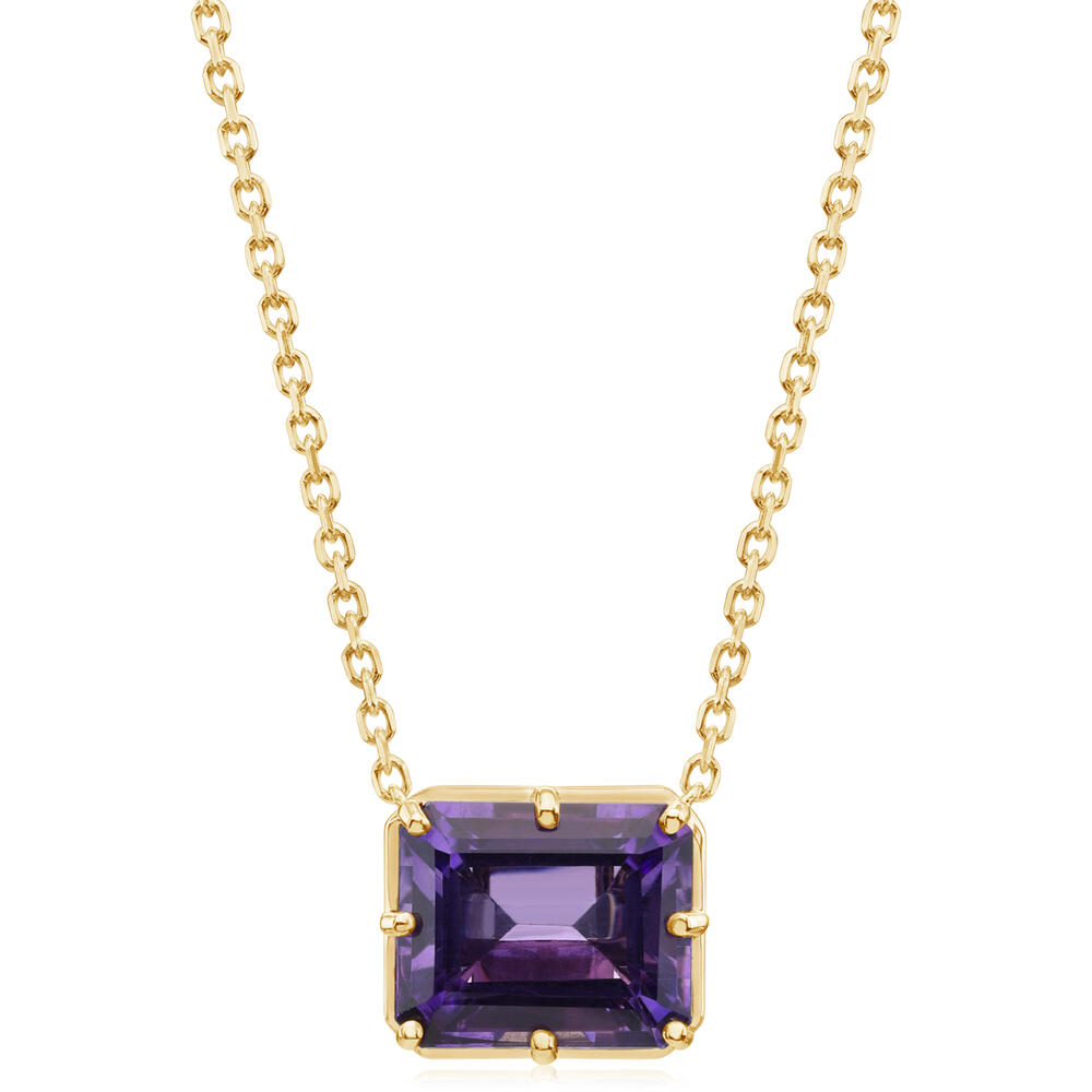14K Yellow Gold 10x12 mm Octagon Amethyst Neckpiece