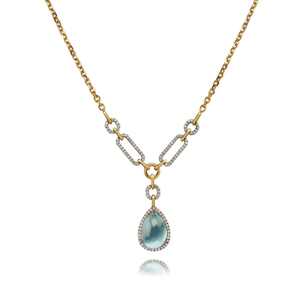 18K White Gold/18K Yellow Gold Aquamarine/Diamond Neckpiece