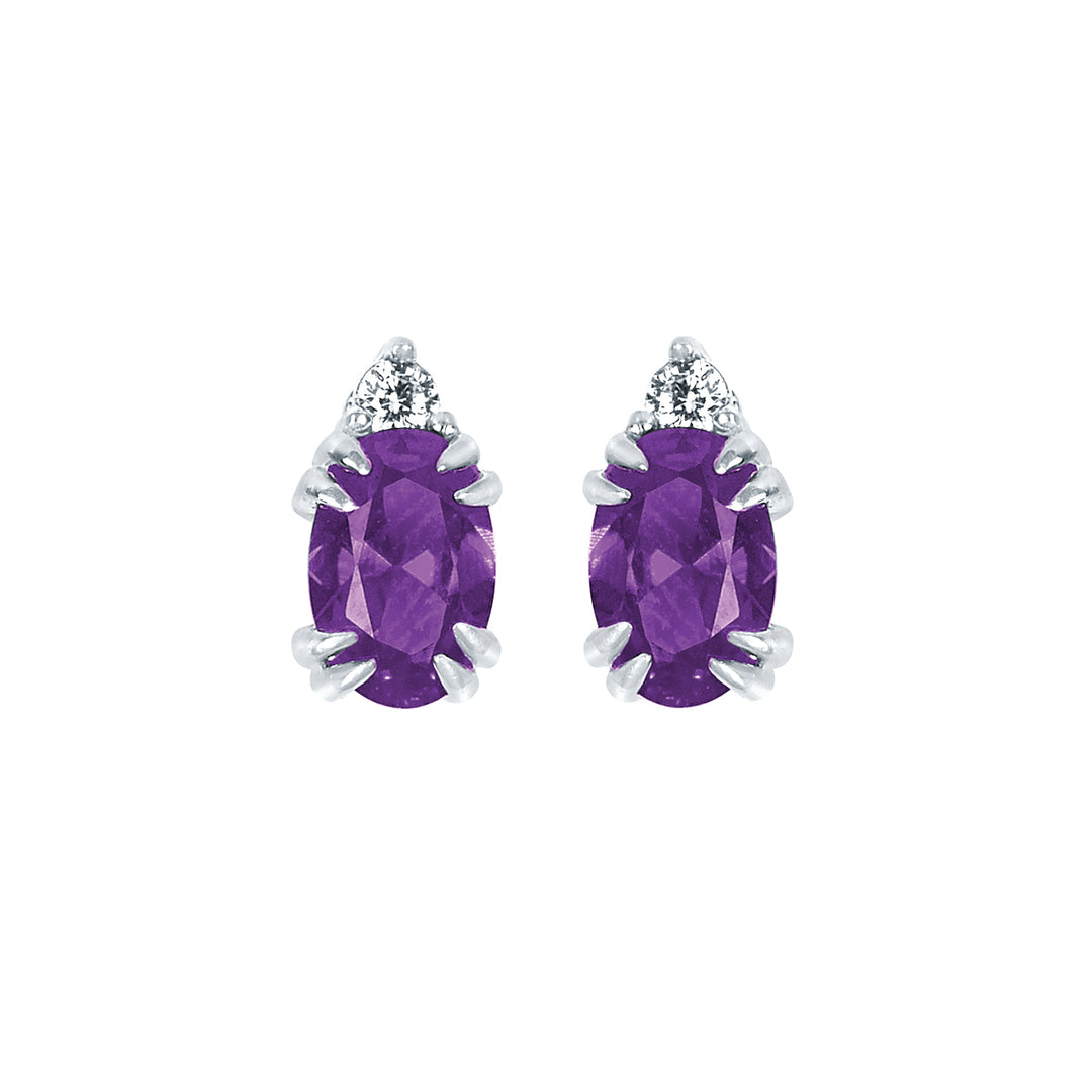 10KT.04CT(2)DIA 6X4OV AMETH EARS