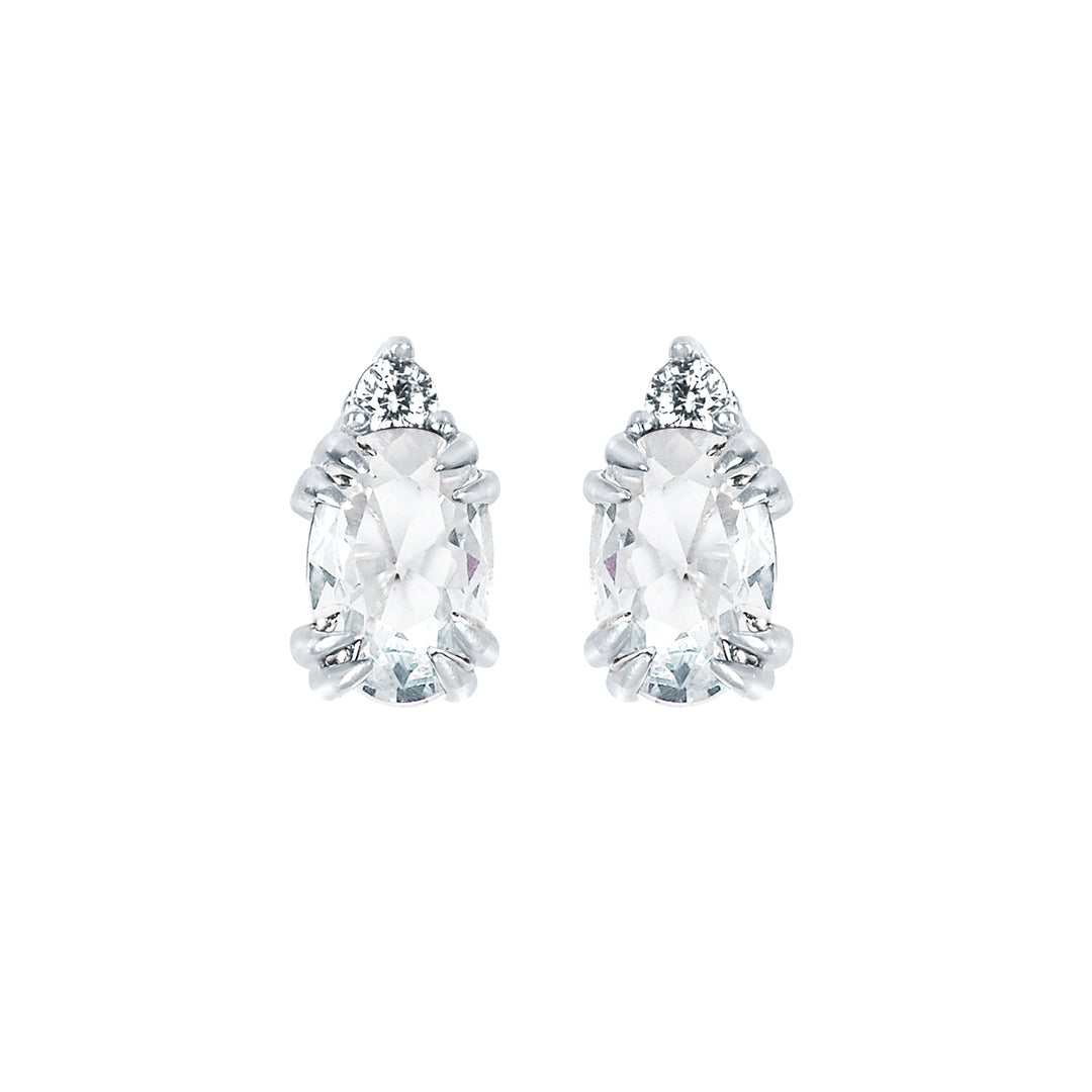 10KT.04CT(2)DIA 6X4OV CREATED WHITE SAPP EARS