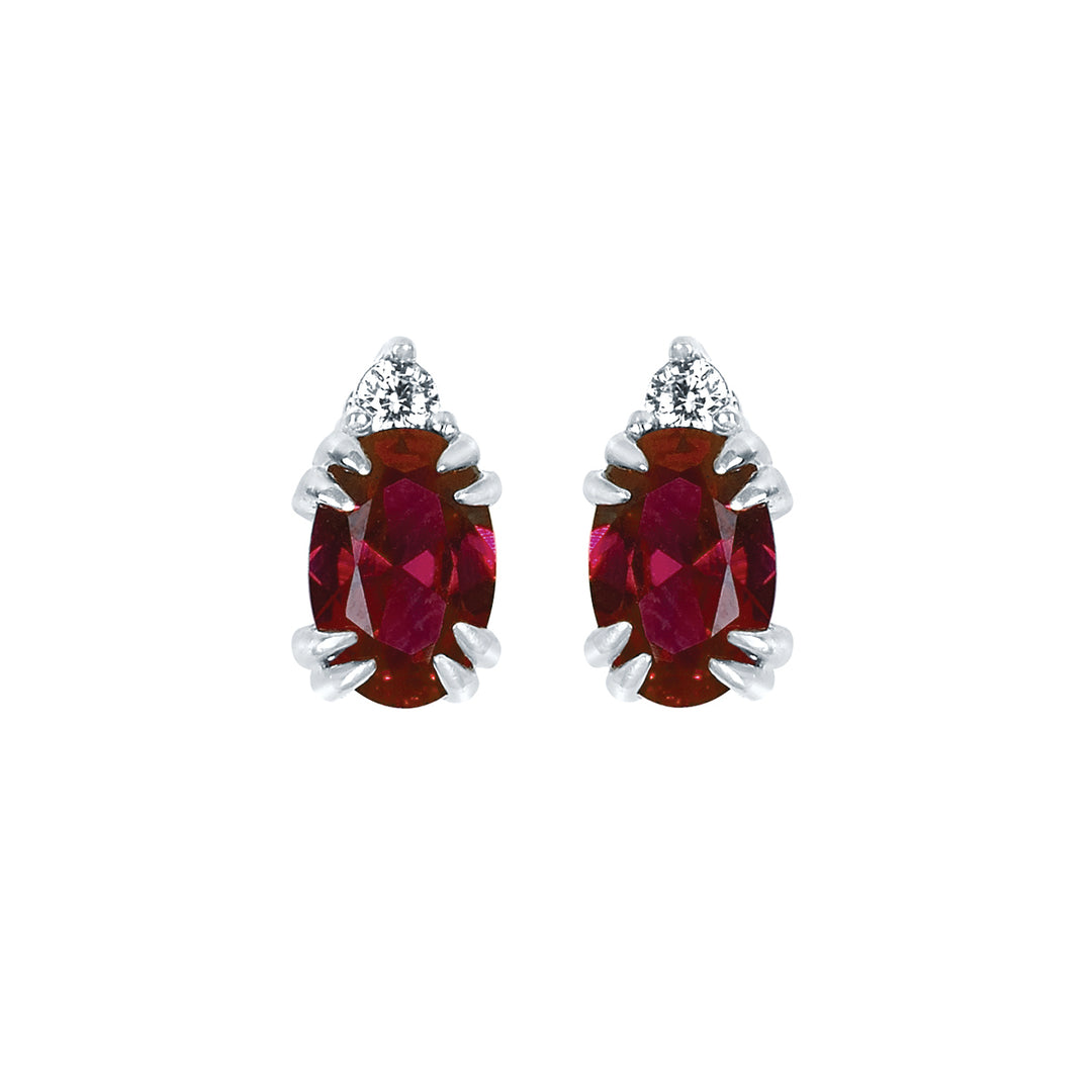 10KT.04CT(2)DIA 6X4OV GARNET EARS