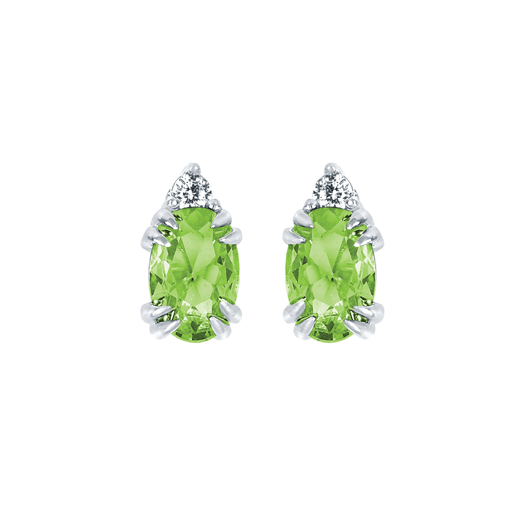 10KT.04CT(2)DIA 6X4OV PERIDOT EARS